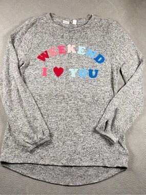 GAP Grey 'WEEKEND I ♥ YOU' Appliqué long sleeve shirt  size girls 10